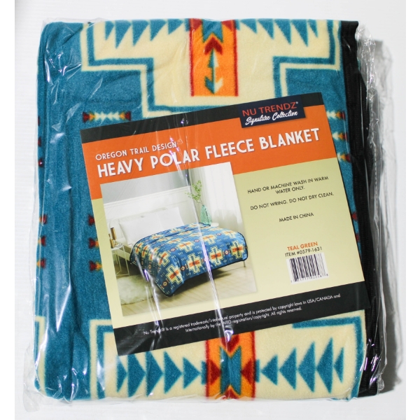 NEW NU TRENDZ OREGON TRAIL POLAR FLEECE BLANKET - TEAL GRN