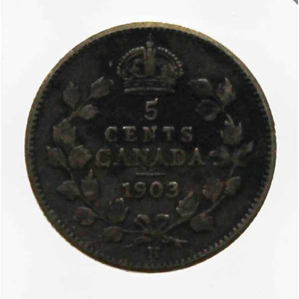1903H KING EDWARD VII CANADA SILVER 5 CENT COIN