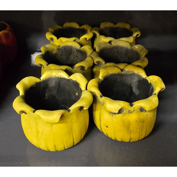 YELLOW FLOWER THEMED CANDLE HOLDERS