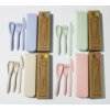 Image 1 : 4 X 3PC COMPACT TRAVEL CUTLERY SET - WHEAT STRAW