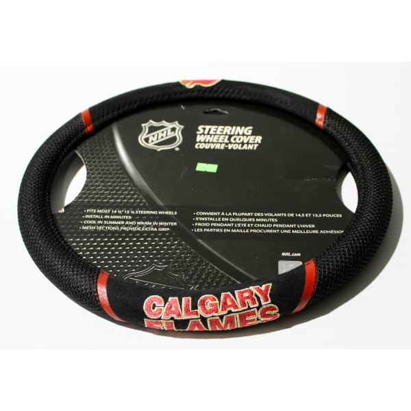 NEW FANMATS CALGARY FLAMES STEERING WHEEL COVER
