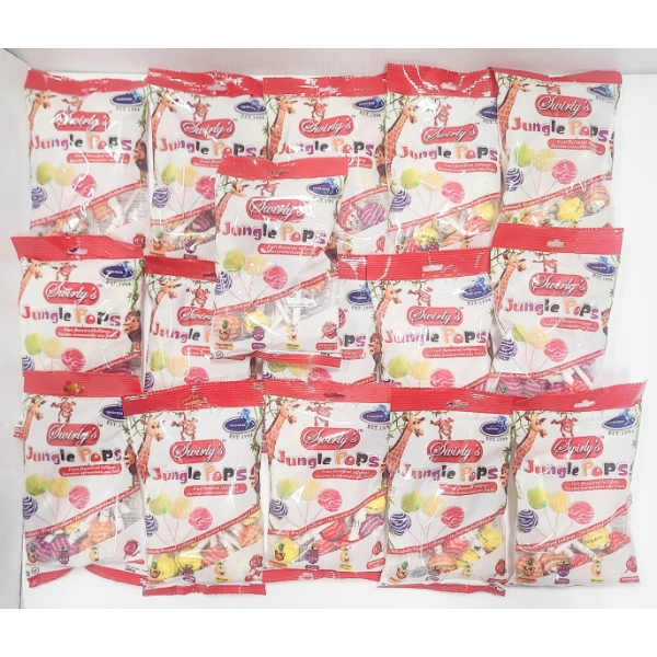 16 SWIRLY'S JUNGLE LOLLIPOPS FRUIT FLAVORED