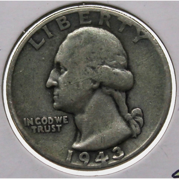 1943 GEORGE WASHINGTON USA SILVER 25 CENT