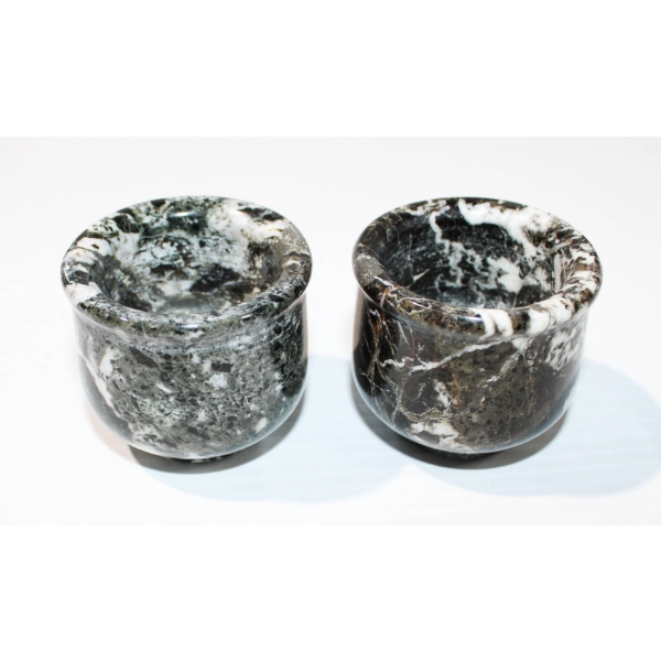 2 SHOT GLASS SAKE MARBLE CUPS - RADICAL - HANDMADE