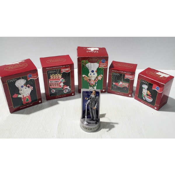 6 NEW HEIRLOOM COLL. ORNAMENTS MATCHBOX ETC.