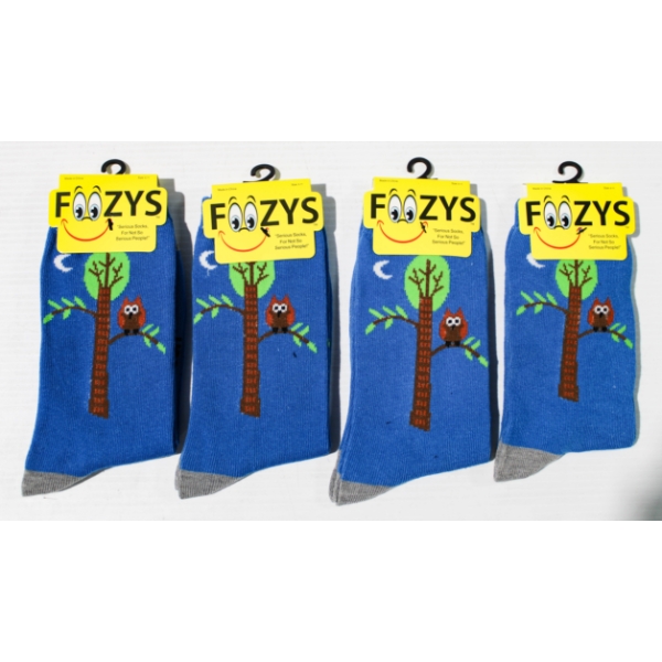 4PR NEW UNISEX FOOZYS SOCKS - OWL - BLUE
