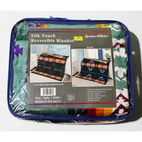 NEW NU TRENDZ REVERSIBLE BABY BLANKET - TURQUOISE