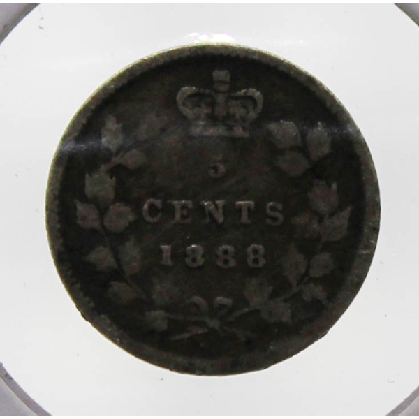 1888 CANADA VICTORIAN SILVER 5 CENT COIN