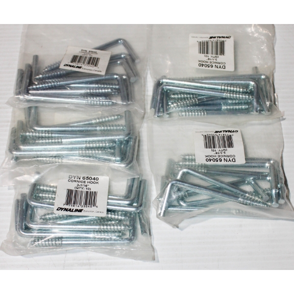 50 NEW DYNALINE 3-1/16" CORNICE HOOKS