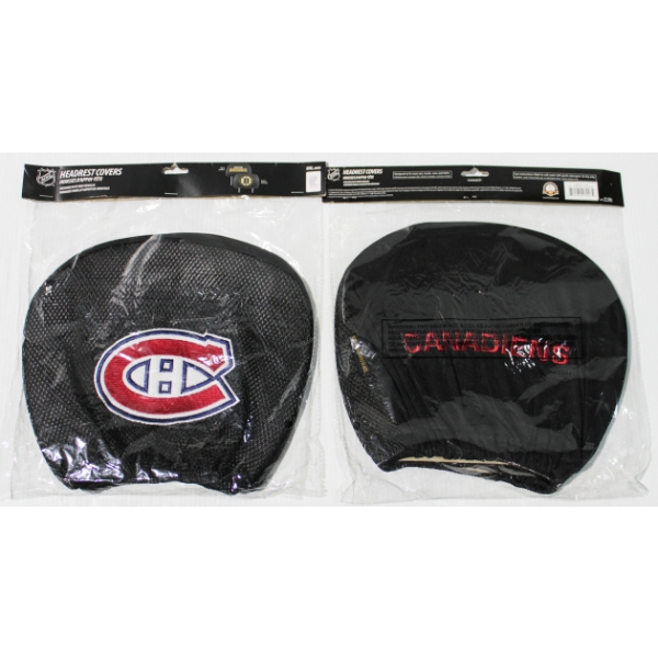 2 FANMATS NHL LICENSED HEADREST COVERS - MONTREAL CANADIENS