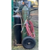 Image 1 : OXYGEN & ACETYLENE CUTTING TORCH - W/ HOSES & REGULATORS & CART