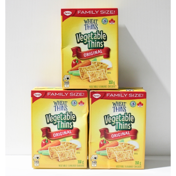 3 X 350G CHRISTIE VEGETABLE THINS ORIGINAL CRACKERS