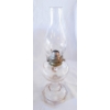 Image 1 : VINT. CLEAR GLASS COAL OIL LAMP W/ SHADE