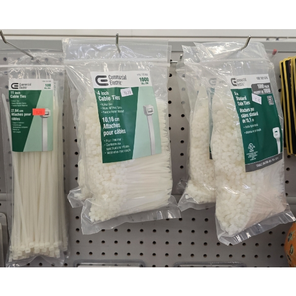 LARGE LOT OF ASSORT. WHITE ZIP-TIES