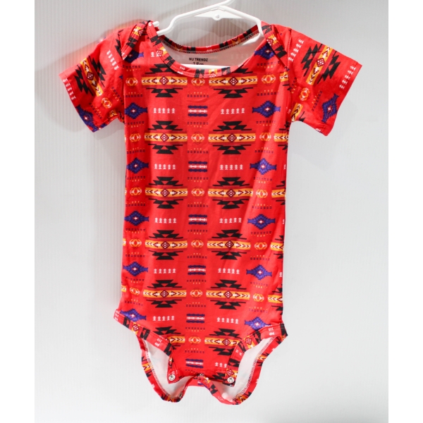 NU TRENDZ 18M BABY ONESIE RED - SOUTHWESTERN DESIGN