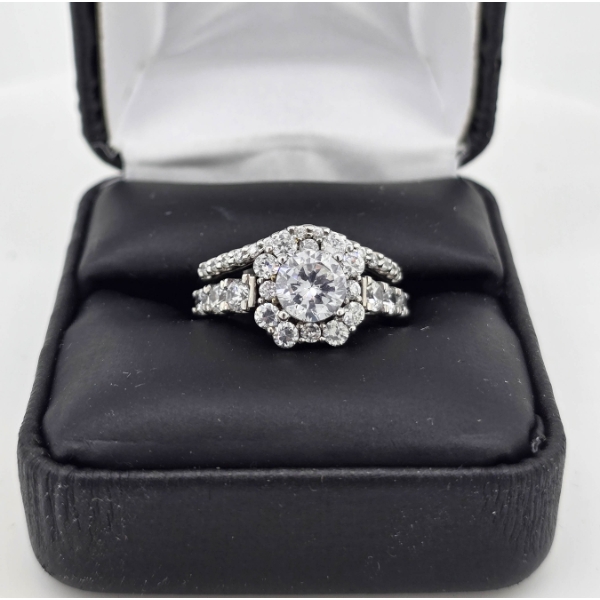 .925 SILVER ENGAGEMENT WEDDING RING SET
