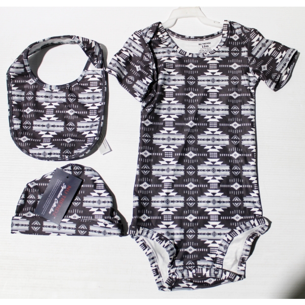 NEW 3PC NU TRENDZ ONESIE SET - GREY - SIZE: 18M