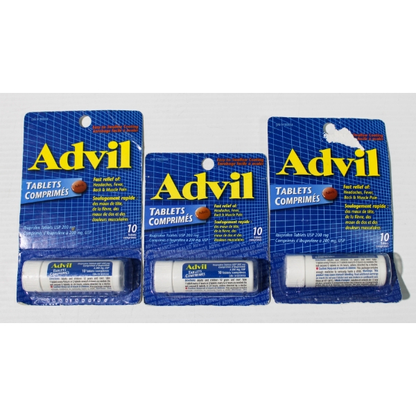 3 X 10 ADVIL IBUPROFEN PAIN RELIEF TABLETS 