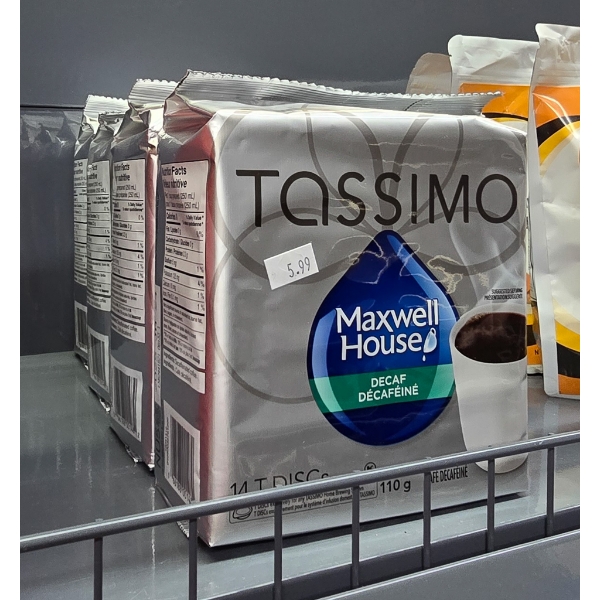 4PKS TASSIMO MAXWELL HOUSE DECAFF PODS