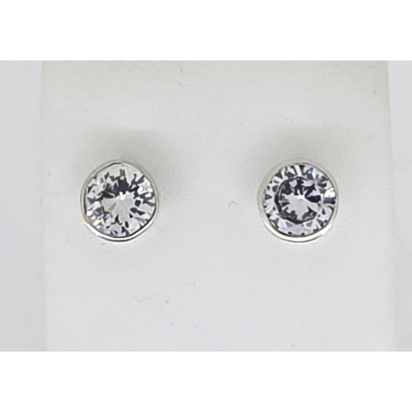 .925 SILVER CUBIC ZIRCONIA EARRINGS 8MM PER