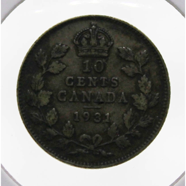 1931 KING GEORGE V CANADA SILVER 10 CENT COIN