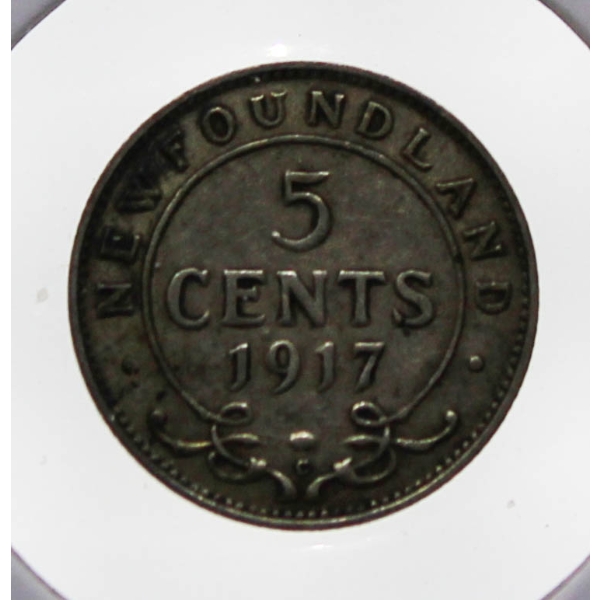 1917C NEWFOUNDLAND SILVER 5 CENT COIN