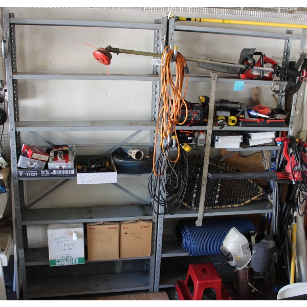 2 METAL SHELVING UNITS - CONTENTS NOT INCLUDED