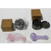 Image 1 : 2 DECORATIVE GLASS PIPES W/ HERB GRINDERS PINK/PURPLE