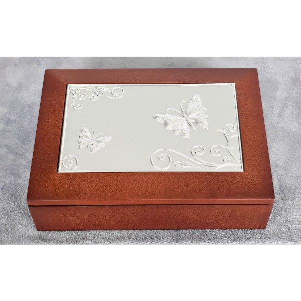 BUTTERFLY THEMED JEWELRY BOX W/ INTERIOR MIRROR