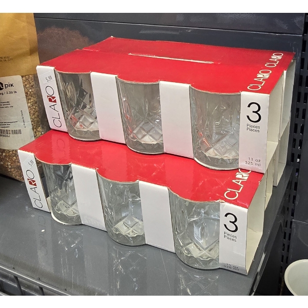 5 PACKS OF 3 CLARO 11OZ OLD FASHION TUMBLERS