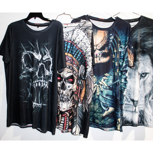 4 MEN'S SKULL ART ETC. T-SHIRTS - LARGE