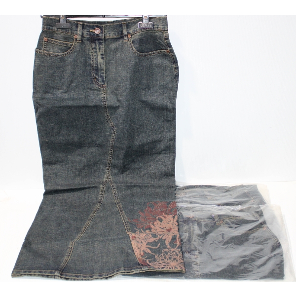 3 WALLIS DENIM FULL LENGTH DESIGNER SKIRTS - SIZE 10