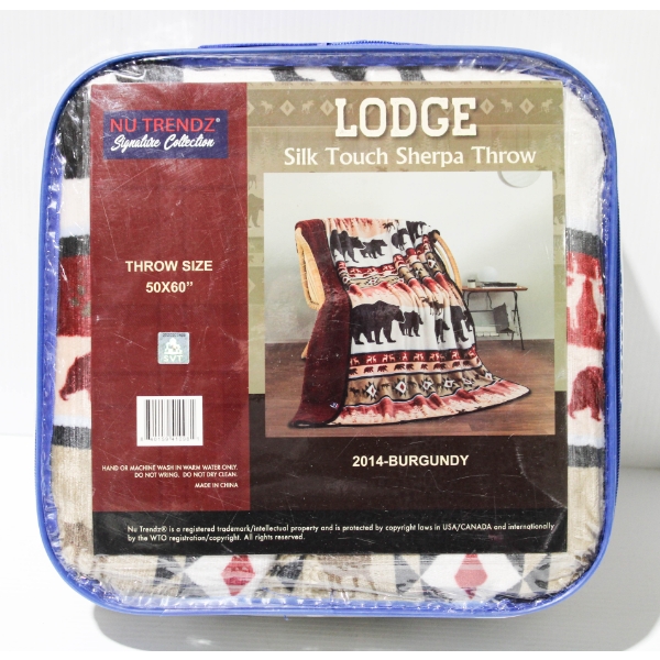NEW NU TRENDZ LODGE SILK TOUCH SHERPA THROW
