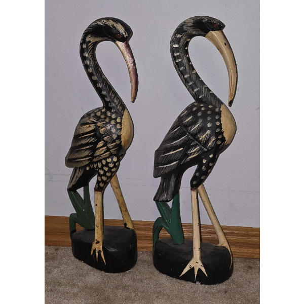PAIR OF DECORATIVE WOODEN CRANES
