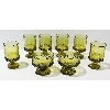 Image 1 : 8 VINTAGE OLIVE GREEN GLASSES 