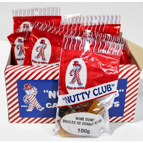 12 X 100G NUTTY CLUB WINE GUMS