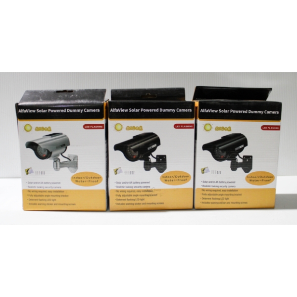 3 NEW SOLAR POWER DUMMY SURVEILLANCE / CCTV CAMERA