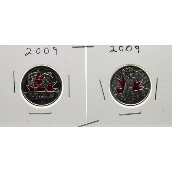 TWO 2009 CANADIAN 25 CENT COINS