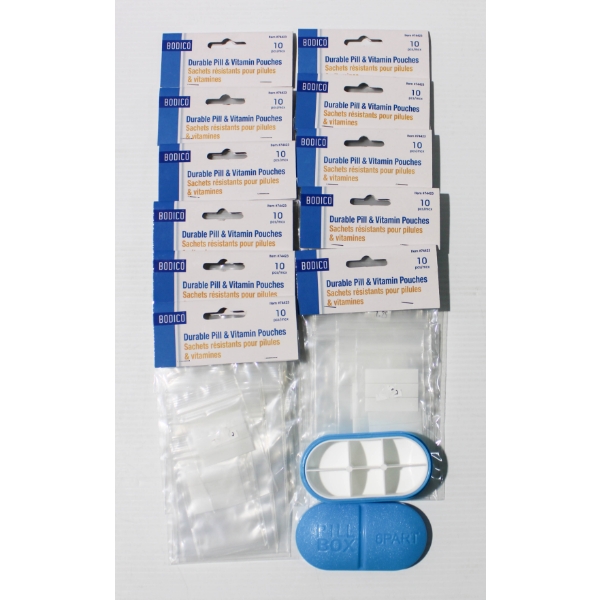 11 X 10 DURABLE PILL & VITAMIN POUCHES & PILL BOX