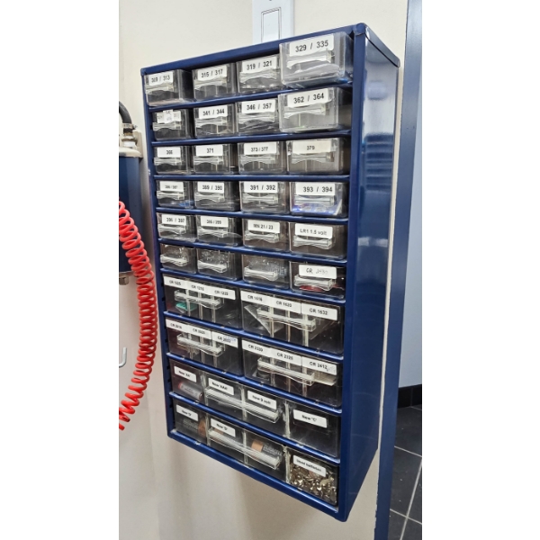 WATCH AND REGULAR BATTERIES WITH WALL ORGANIZER