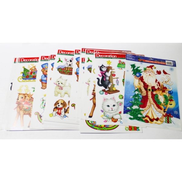 42 NEW CHRISTMAS HOLIDAY WINDOW CLINGS SHEETS