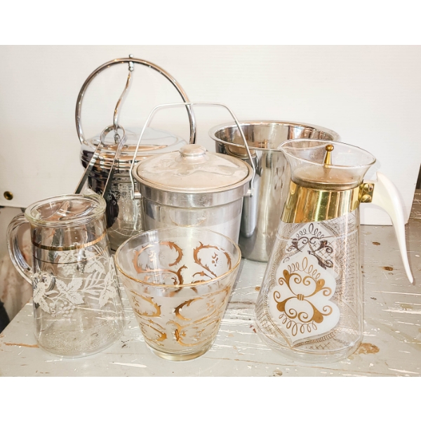 VINTAGE BARWARE - METAL ICE BUCKETS ETC.