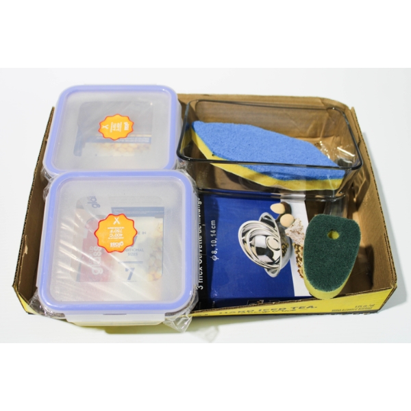 2 NEW GLASS LOCK LID CONTAINERS ETC.