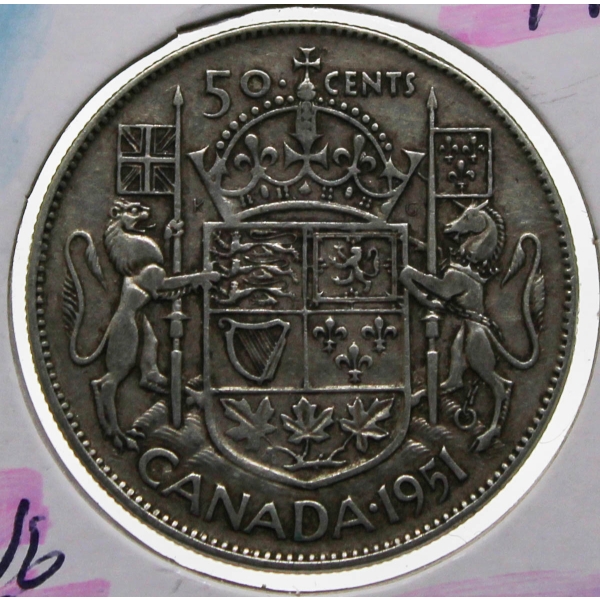 1951 CANDIAN SILVER 50 CENT COIN