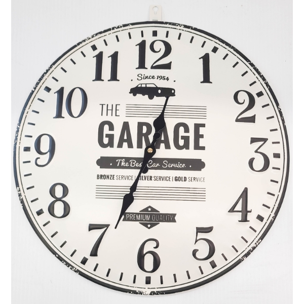 "THE GARAGE" SHOP WORK CLOCK  15.5" DIAMETER