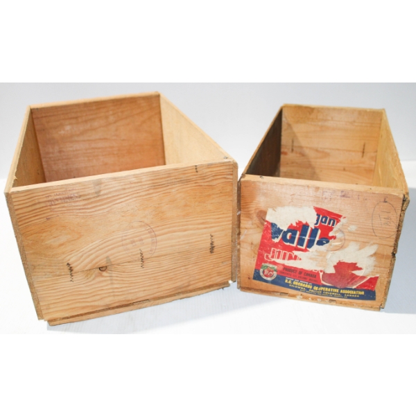 TWO VINT. WOODEN FRUIT CRATES
