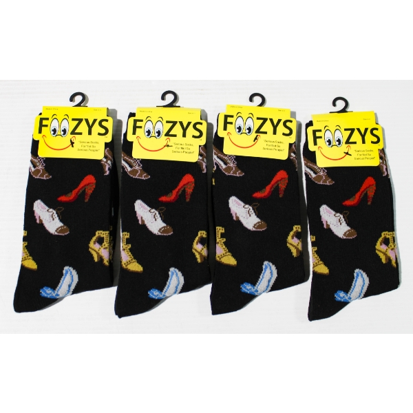 4PR NEW UNISEX FOOZYS SOCKS - SHOES - BLK