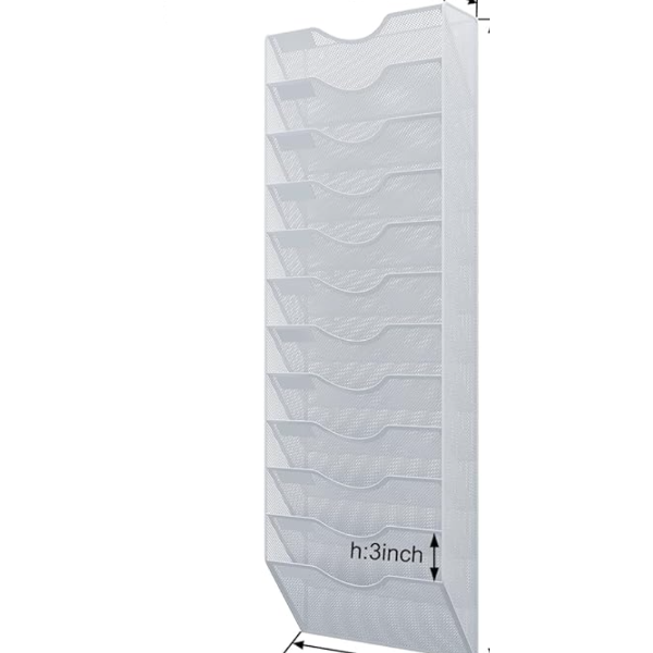 12 POCKET COMMERCIAL HANGING WALL FILE FOLDER ORGANIZER - WHITE