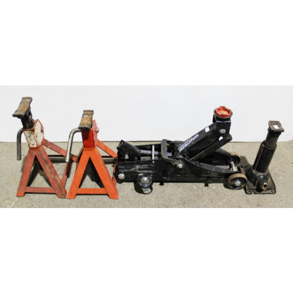 4 ASST. JACK STANDS - HYDRAULIC - SHOP JACK ETC.