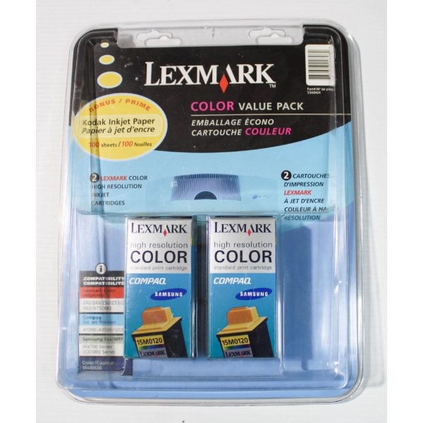2 LEXMARK COLOR HIGH RESOLUTION INKJET CARTRIDGES